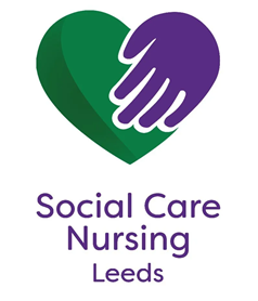 Social Care Nursing Leeds logo of a hand holding a heart